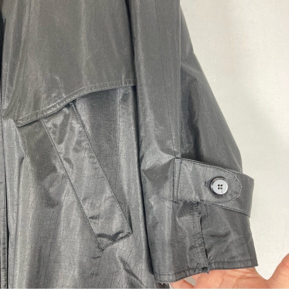 British Mist Trench Coat Flannel Lined Women's 3/4 Black Outdoor Waterproof Rain - Picture 5 of 11